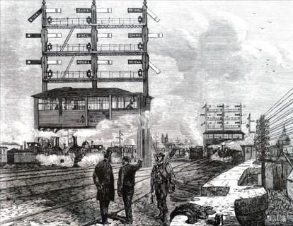 A signal gantry at London Bridge Station
