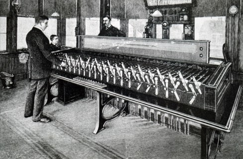 The instrument panel for pneumatic signalling system, Pittsburgh Yards, Pennsylvania Railroad