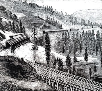 Snow sheds on the Pacific Railroad