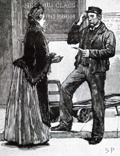 A railway porter trying to help a passenger find her luggage