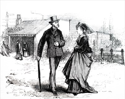A couple outside of a country railway station