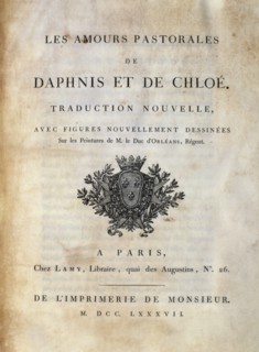 Title Page of Les Amours pastorales de Daphnis et Chloe 1787 edition