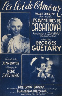 French song book for the French film 'LES AVENTURES DE CASANOVA" LA LOI DE L AMOUR' sung by Georges Guétary