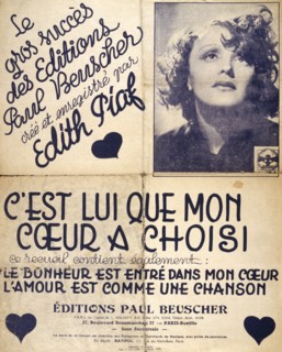 Music book for 'Mon Coeur  a Choisis' sung by French singer Edith Piaf 1947