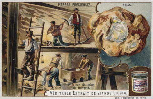Liebig card depicting a Hungarian Mining scene 1900