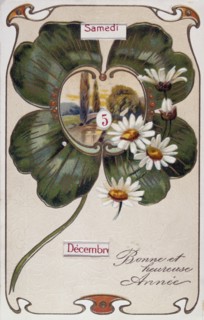 French Happy New Year, postcard depicting flowers
