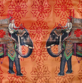 Indian silk cushion cover, with traditional woven pattern