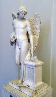 18th Century Neo-Classical French sculpture of a Cupid winged youth 'The genius of death' circa 1790