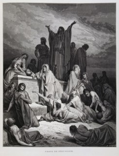 The Plague strikes in Jerusalem, Illustration from the Dore Bible 1866