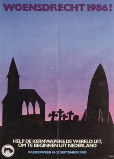 Dutch, anti-nuclear weapons, anti-war, Peace campaign poster, during the Cold war  1983