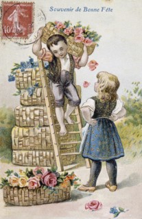 French postcard with floral elements 1900