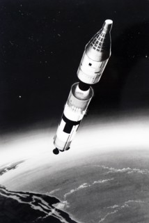 Artist's impression of the separation stage of the  Gemini-Titan II