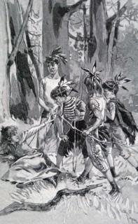 Painting depicting children playing Red Indians