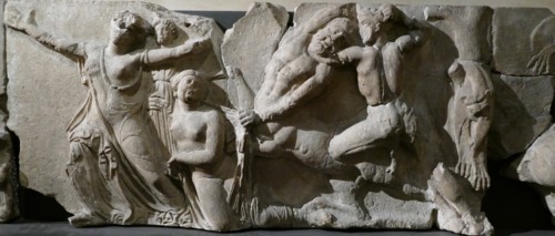The Bassae Frieze comprises a series of relief marble sculptures from the Temple of Apollo Epikourios at Bassae, Greece