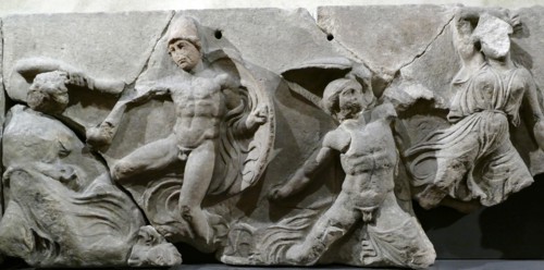 The Bassae Frieze comprises a series of relief marble sculptures from the Temple of Apollo Epikourios at Bassae, Greece