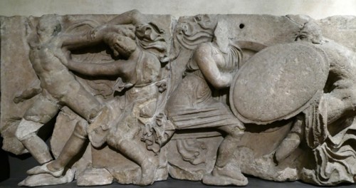 The Bassae Frieze comprises a series of relief marble sculptures from the Temple of Apollo Epikourios at Bassae, Greece