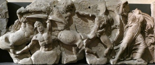 The Bassae Frieze comprises a series of relief marble sculptures from the Temple of Apollo Epikourios at Bassae, Greece