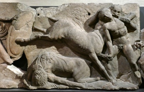 The Bassae Frieze comprises a series of relief marble sculptures from the Temple of Apollo Epikourios at Bassae, Greece