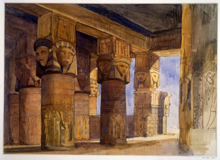 Watercolour; The Temple of Dendera, Upper Egypt, 1839