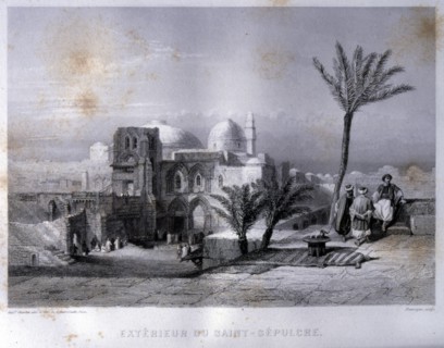Drawing depicting  The church of the Holy Sepulchre in Jerusalem, in Palestine; ca