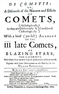 Title page of De Cometis by John Gadbury. John Gadbury (1627-1704) an English astrologer, and