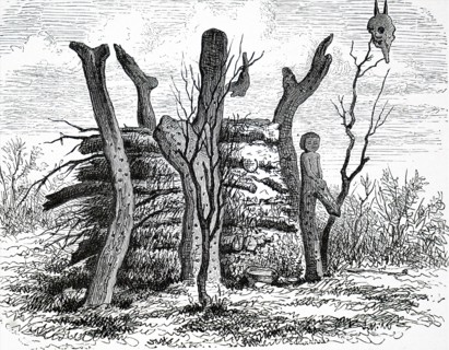 Wood engraving titled 'Fetish in Lunda'. Dated 19th Century