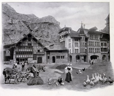 Image of a Swiss village showing a chalet from Effretikon-Maisons-de-Berne