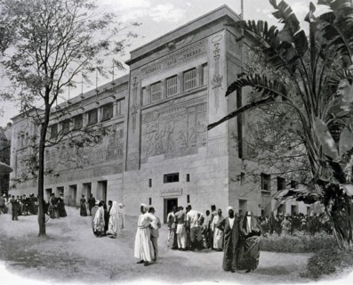 Photograph of the Egyptian Exhibition in Trocadero showing the ancient history and dynasties