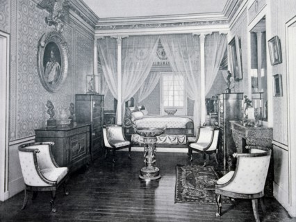 Photograph taken of the Centenary Exhibition of Furniture - the bedroom of Talma.