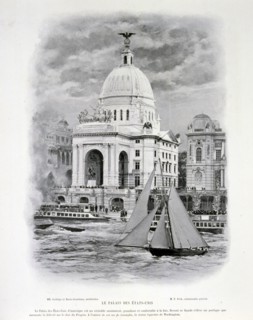 Photograph of a view across the Seine of the Palace of the United States