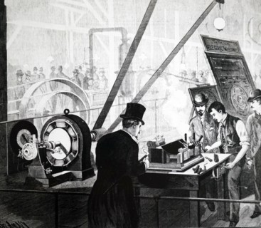 Elihu Thomson's electric welding process, powered by a Thomson/Houston dynamo