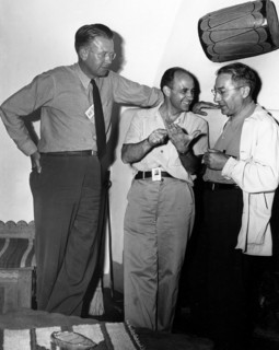 Atomic physicists Ernest O. Lawrence, Enrico Fermi, and Isidor Rabi