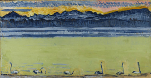 Ferdinand Hodler, Le Léman et le Mont-Blanc, avec cygnes