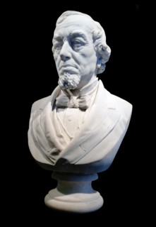 Marble bust of Benjamin Disraeli, British statesman and Conservative politician, and Prime Minister of the United Kingdom