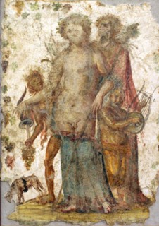 Wall freize from Pompeii, Naples, Italy