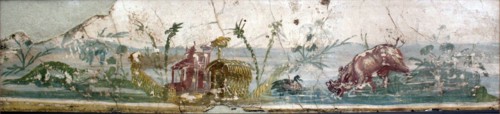 Wall freize from Pompeii, Naples, Italy