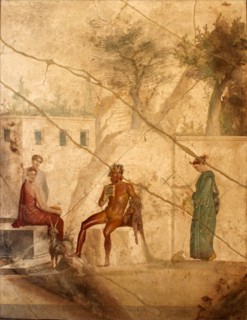 Wall freize from Pompeii, Naples, Italy