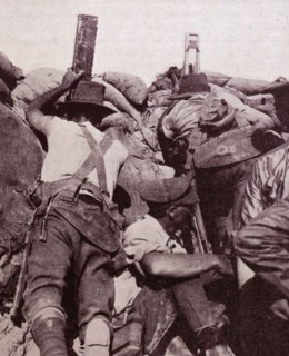 Soldiers using a periscope and a sniperscope on the beaches at Gallipoli