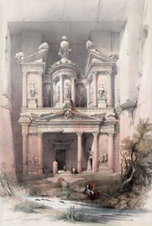 Petra ruins of the Treasury, Jordan. 1839