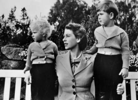 HRH Queen Elizabeth II with Prince Charles and Princess Anne