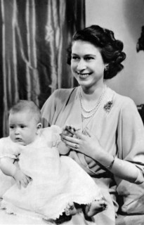 H.R.H. Queen Elizabeth II and Prince Charles as a baby