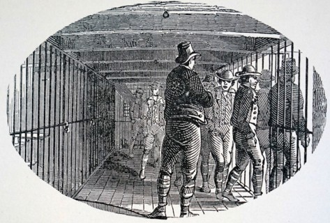 Interior of a British prison transportation ship used to take convicts to Australia