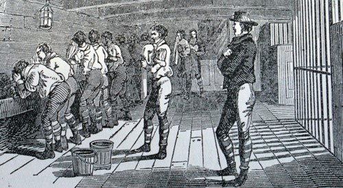 Interior of a British prison transportation ship used to take convicts to Australia