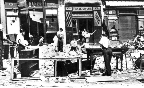 Bomb damaged street in Guernica during the Spanish Civil War 1937