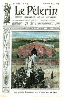 First Communion in a tent, near Paris