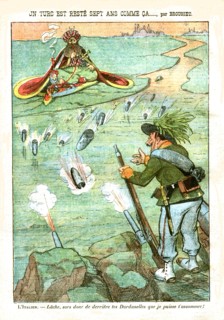 Caricature of Turkey and the Dardanelle Straits by Brousset