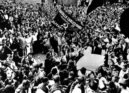 The Karl Marx Battalion acclaimed by the people, 1936