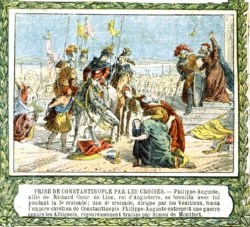 Imagerie populaire,Troisième croisade (1189-1192), prise de Constantinople par les croisés