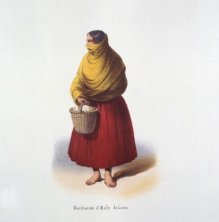 Dessin de F. Blanchard, Marchande d'oeufs de Lima