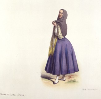 Dessin de F. Blanchard, costume des dames de Lima